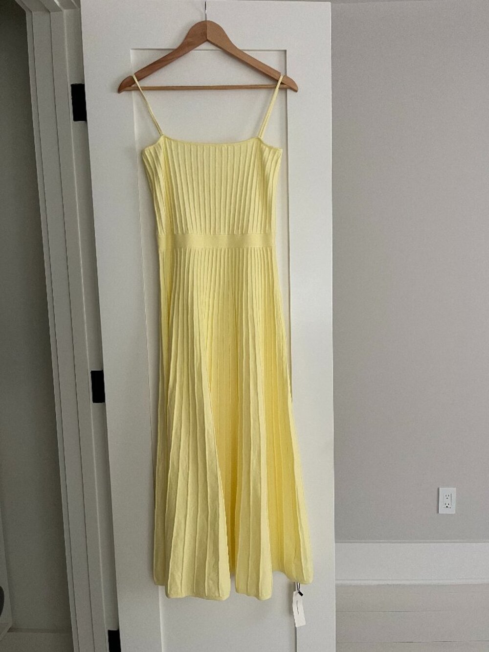 Commense Yellow Ribbed Midi Sundress